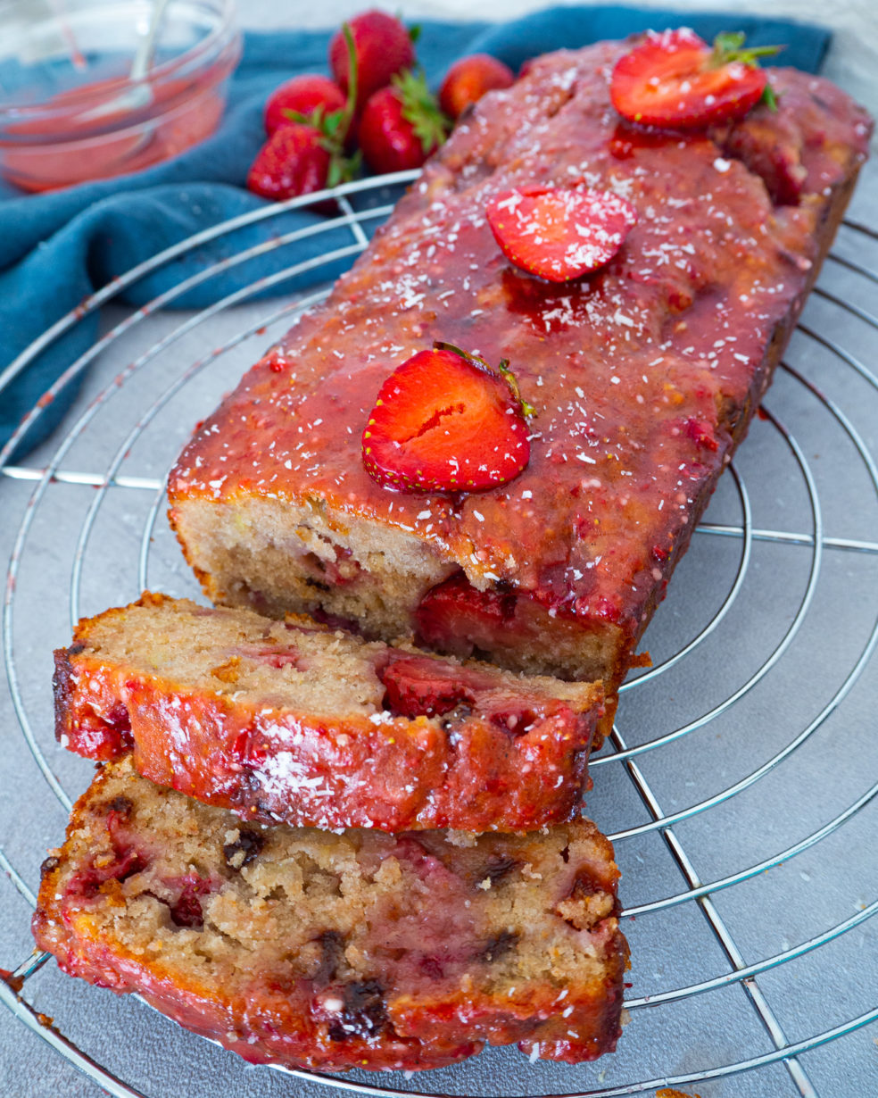 Vegan Banana Bread with Strawberries