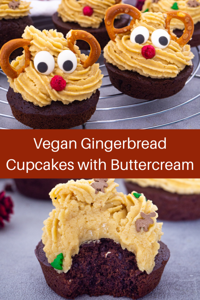 Vegan gingerbread cupcakes with buttercream frosting