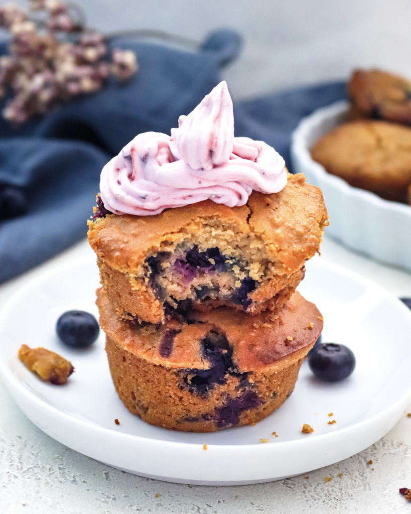 Blueberry Muffins with whipped cream